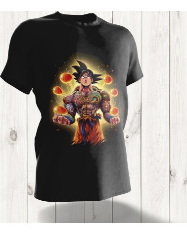 T-shirt "Goku Power Unleashed" – L'Art du Super Saiyan avec les Dragon Balls
