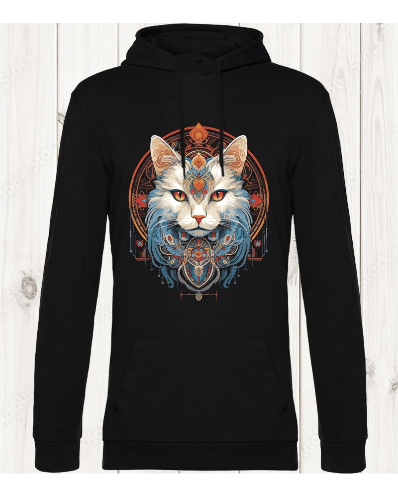 Sweat-shirt noir "Chat Mystique" : Élégance et Symbolisme