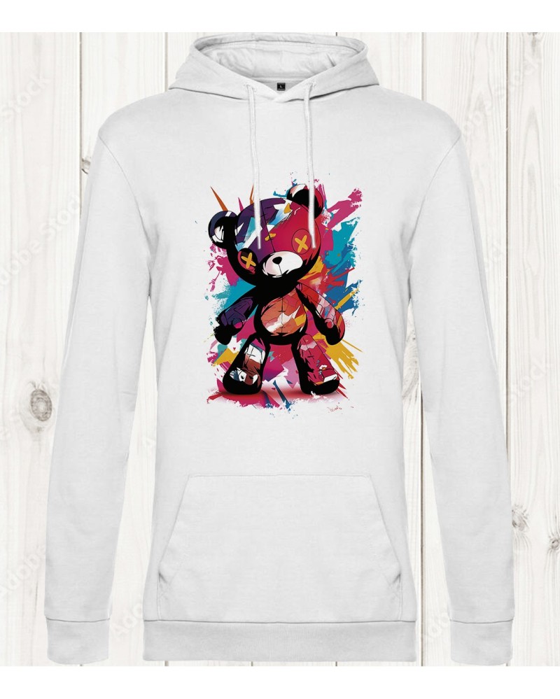 Sweat-shirt blanc "Ourson Graffiti Urbain"