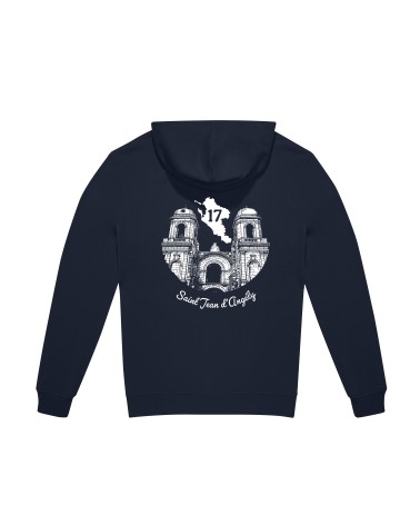 Sweat à capuche “St Jean d’Angély” – Visuel cœur + dos, design Ben