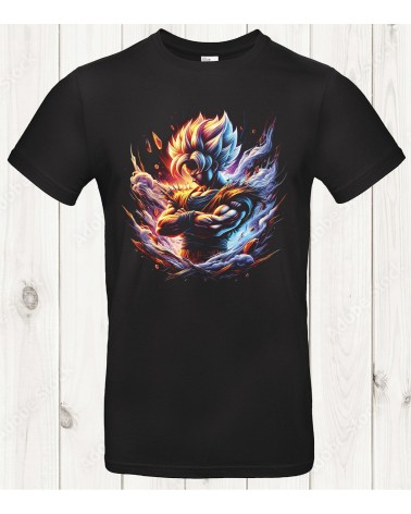 Tee-shirt Dragon Ball “Saiyan Flame Aura” – La puissance dans le calme 🔥🧊