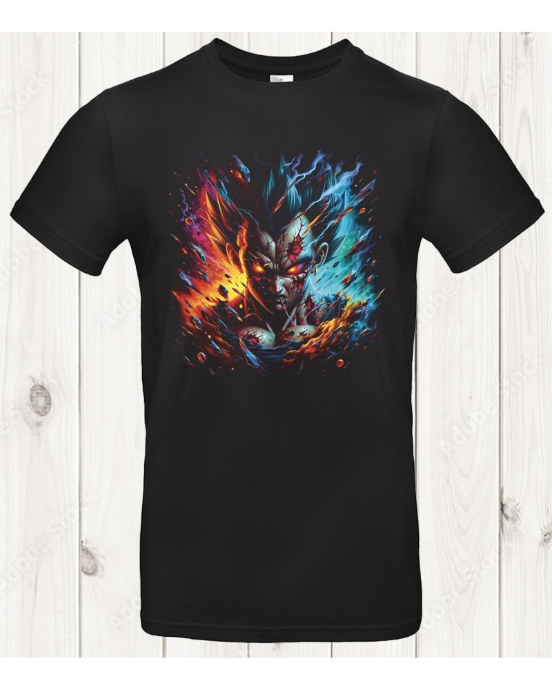 Tee-shirt Dragon Ball “Saiyan Chaos” – L’instinct déchaîné entre ombre et lumière 🔥❄️