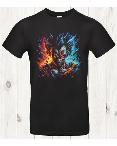 Tee-shirt Dragon Ball “Saiyan Chaos” – L’instinct déchaîné entre ombre et lumière 🔥❄️
