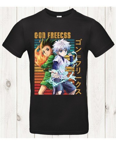 T-shirt Gon & Killua – Duo Vintage Sunset & Puissance Manga